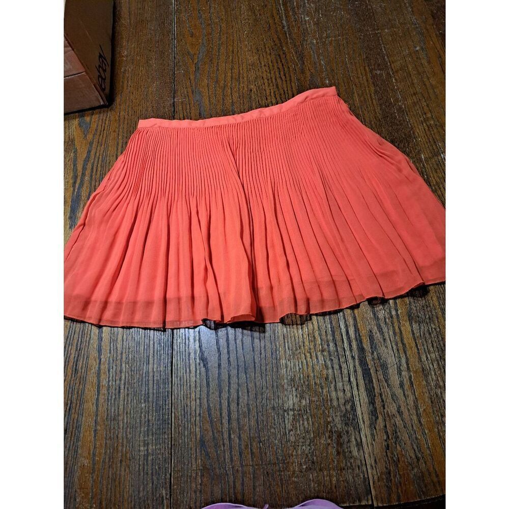 Jr Women's Size 13 Heart Crush Orange Accordion Pleated Lined Mini Micro Skirt